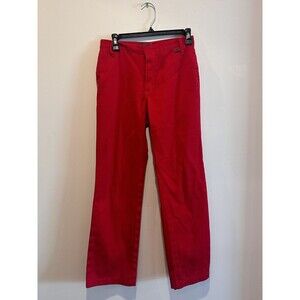 Interstate  Corduroy Pants Red High Waist Straight Leg